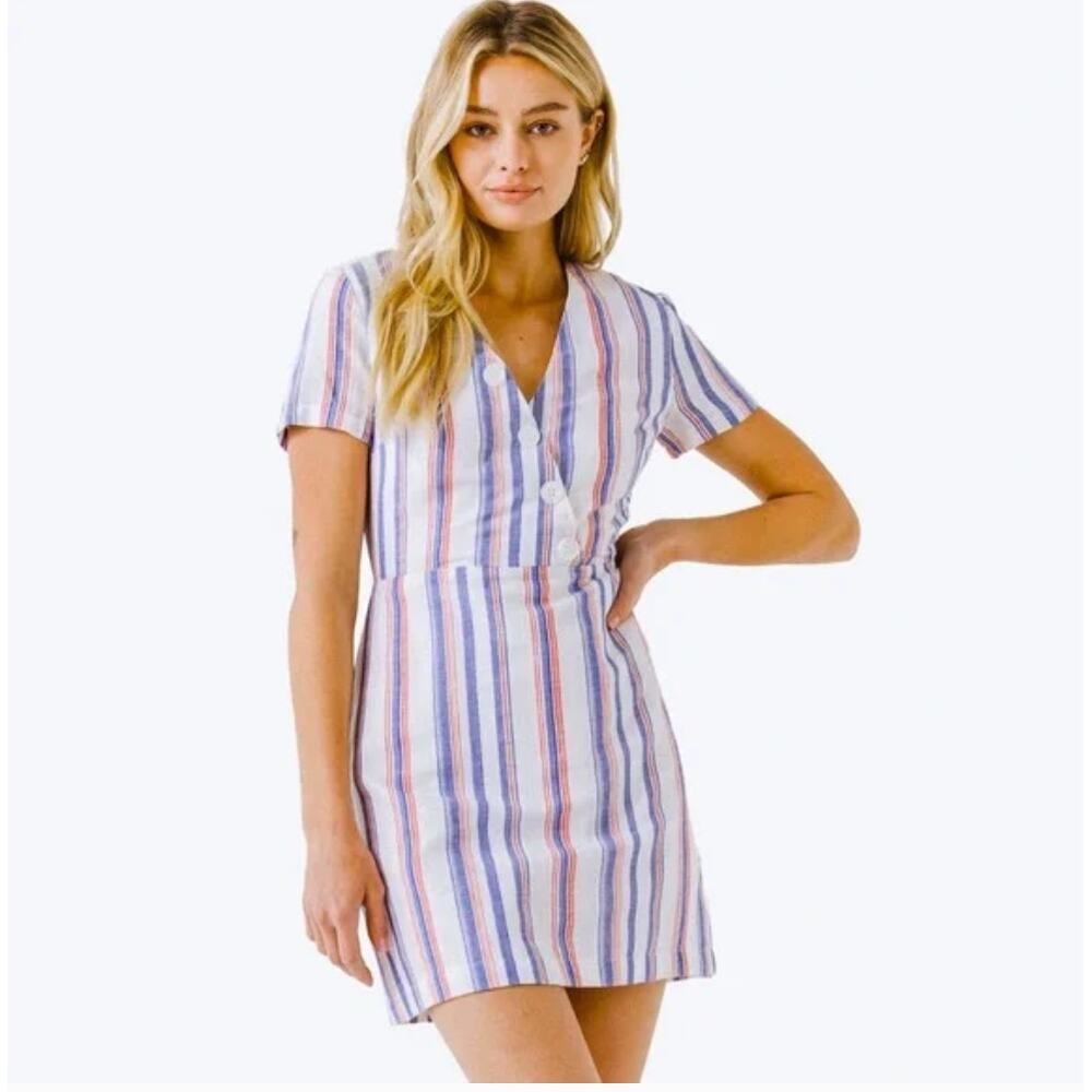 COASTAL COUNTRY CLUB‎ English Factory Mini Dress – Short Sleeve Preppy – L NWOT